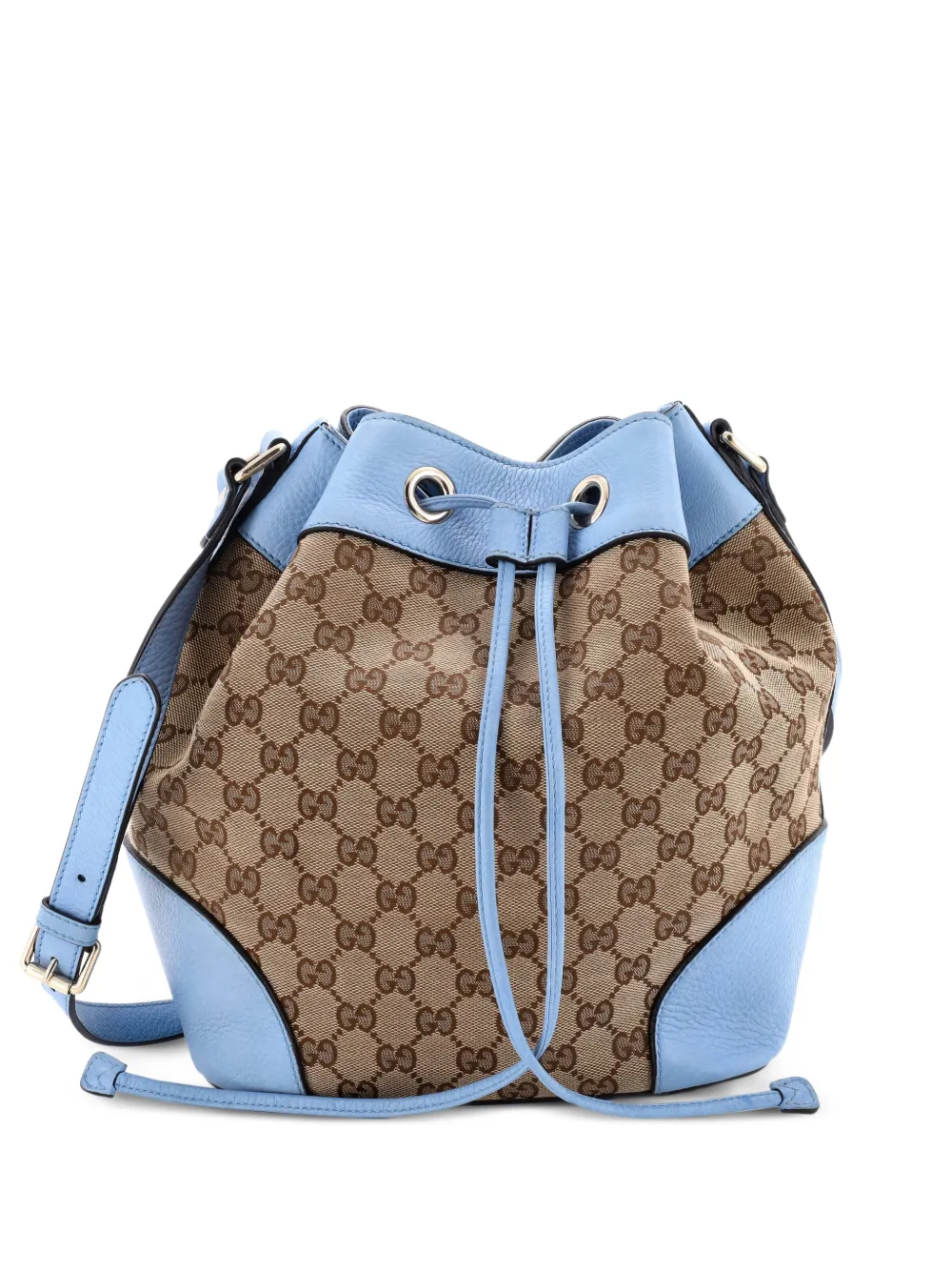 Gucci Pre-Owned Classic GG Canvas with Leather Medium bucket bag - Blau