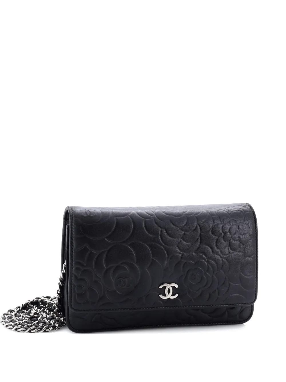 CHANEL Pre-Owned Wallet on Chain Camellia Lambskin crossbody bag - Nero