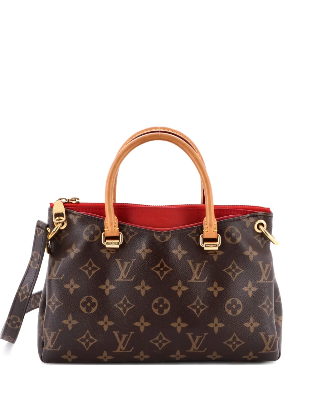 Pre-owned Louis Vuitton Pallas Tote Monogram Canvas With Leather Bb Shoulder Bag In Brown