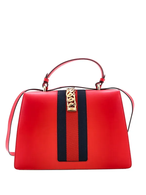 GUCCI レッド ハンドバッグ Gucci Pre-Owned Sylvie Top Handle Bag Leather Medium Satchel