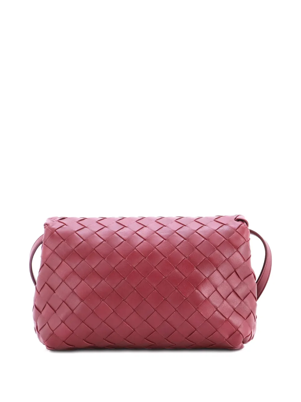 Pre-owned Bottega Veneta Convertible Flap Shoulder Bag Intrecciato Nappa Small Crossbody Bag In Red