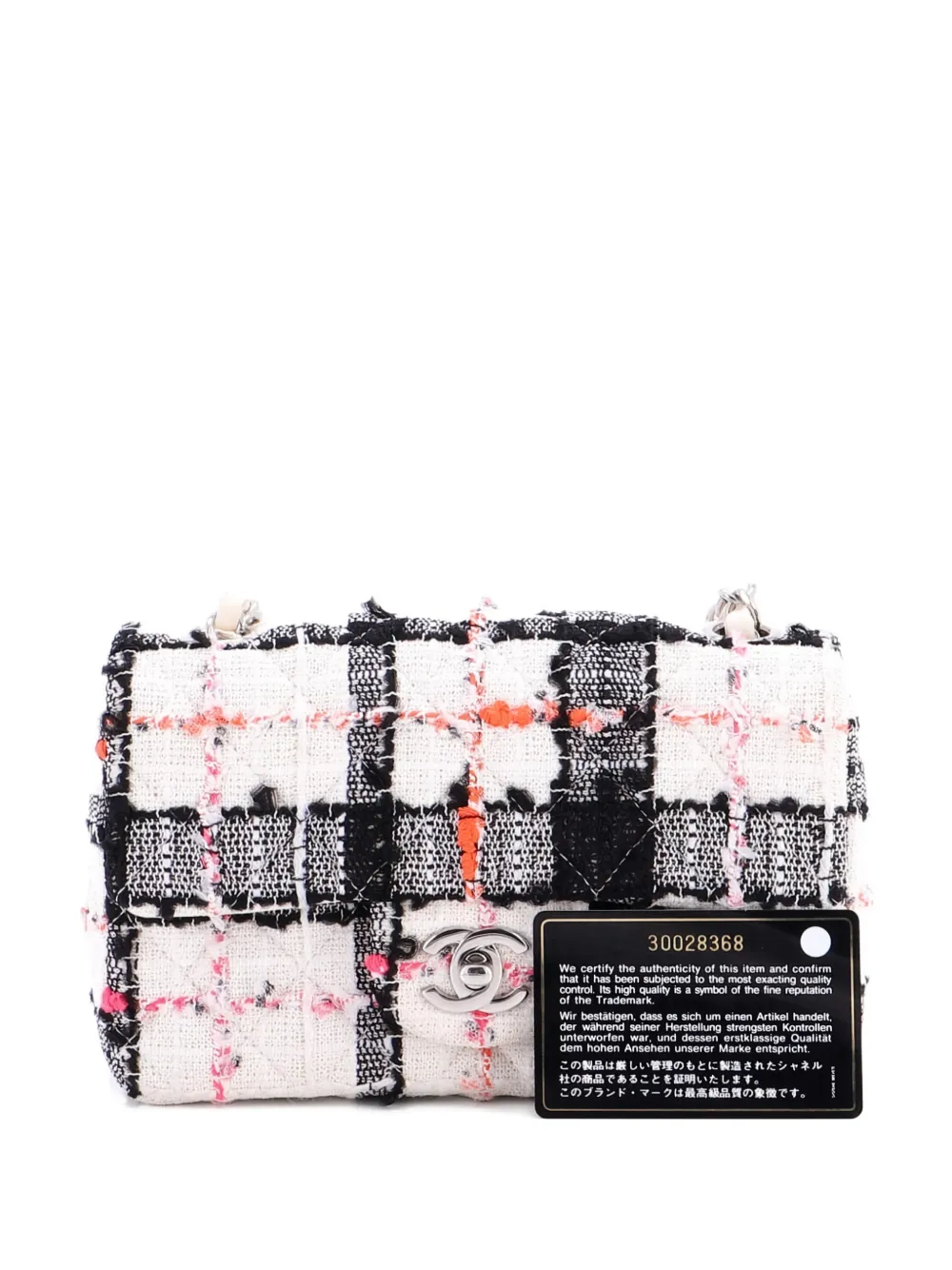 Pre-owned Chanel Classic Single Flap Bag Quilted Tweed Mini Crossbody Bag In Black