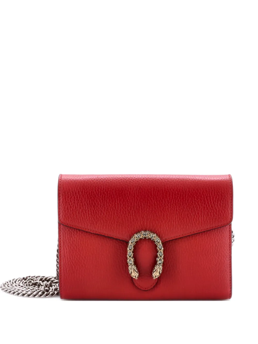 Gucci Pre-Owned Dionysus Chain Wallet Leather with Embellished Detail Small crossbody bag - Rosso