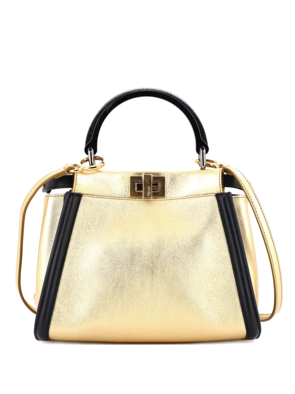 Fendi Pre-Owned Resin Handle Peekaboo Bag Leather Mini shoulder bag - Oro