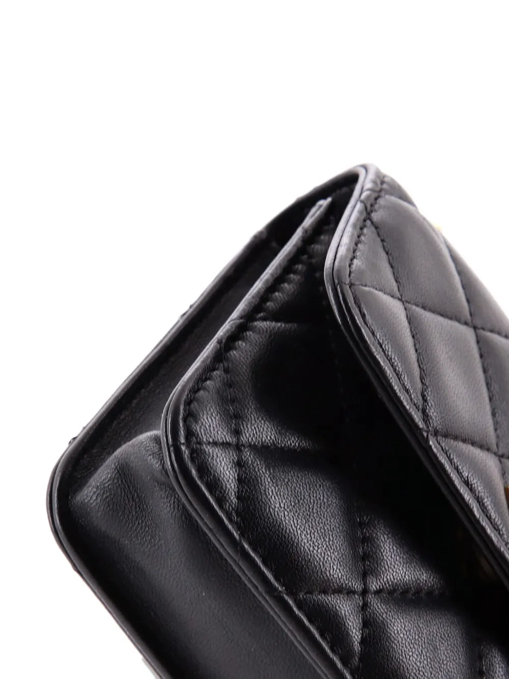 Pre-owned Chanel Sweet Camellia Flap Clutch With Chain Quilted Lambskin Mini Crossbody Bag In Black