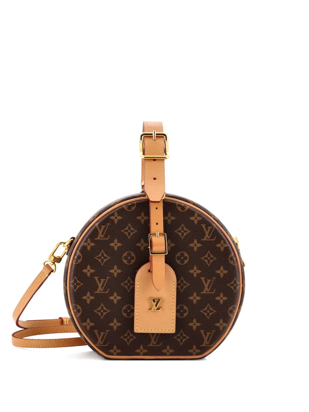Pre-owned Louis Vuitton Petite Boite Chapeau Bag Monogram Canvas Crossbody Bag In Brown