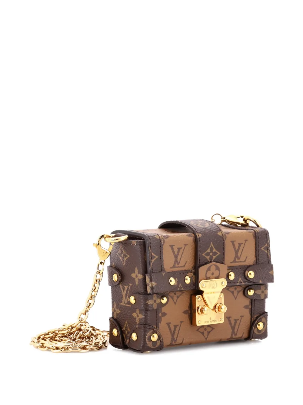 LOUIS VUITTON Pre-owned Essential Trunk Nm Reverse Monogram Canvas Clutch Bag In Brown