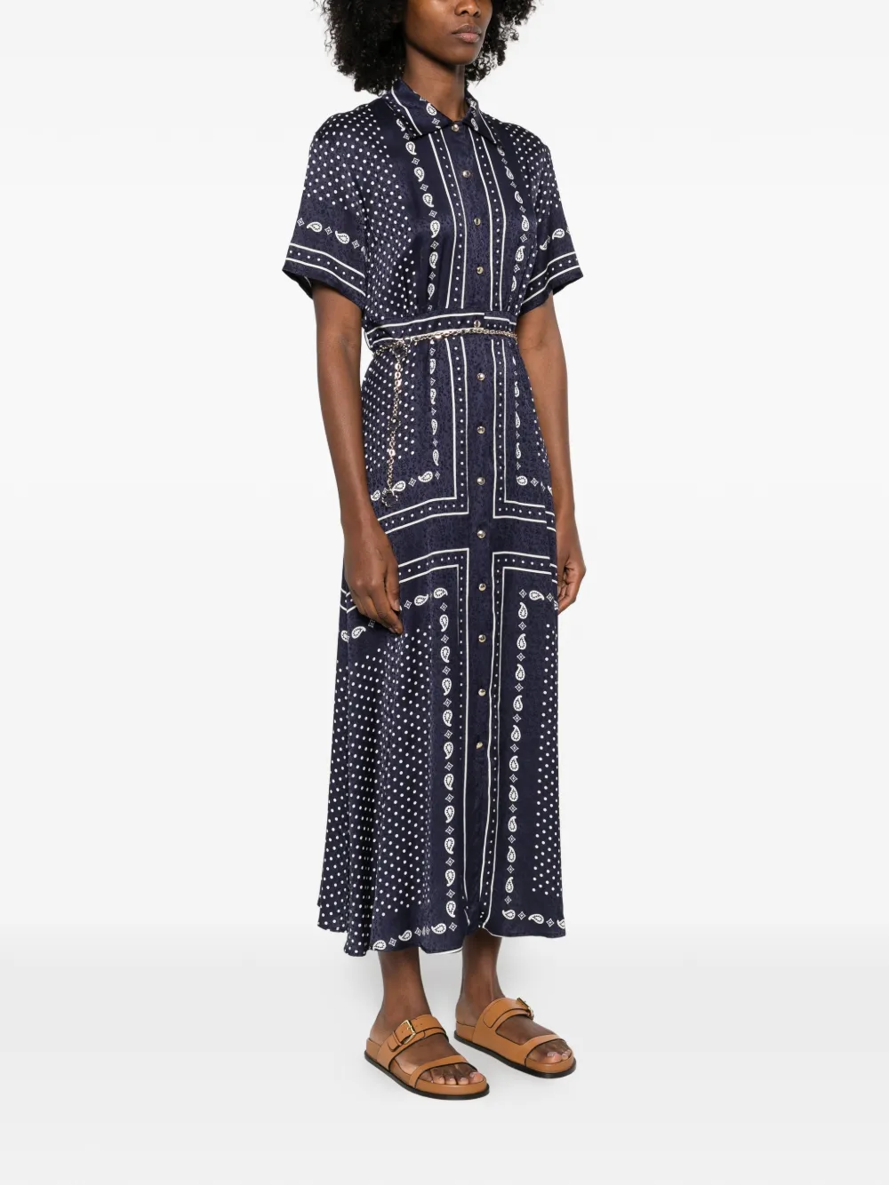 Maje Midi-jurk met bandanaprint Blauw
