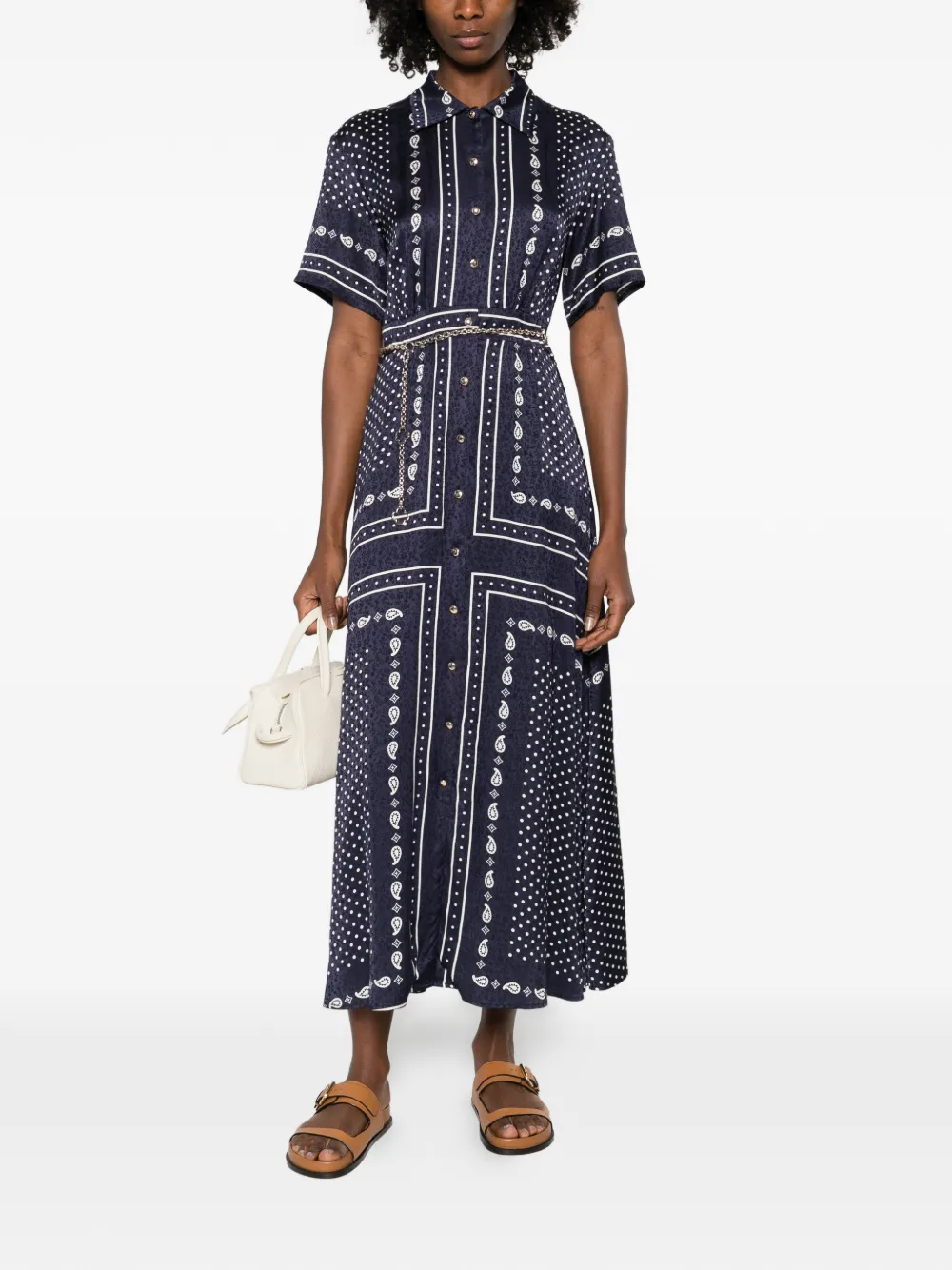 Maje Midi-jurk met bandanaprint Blauw