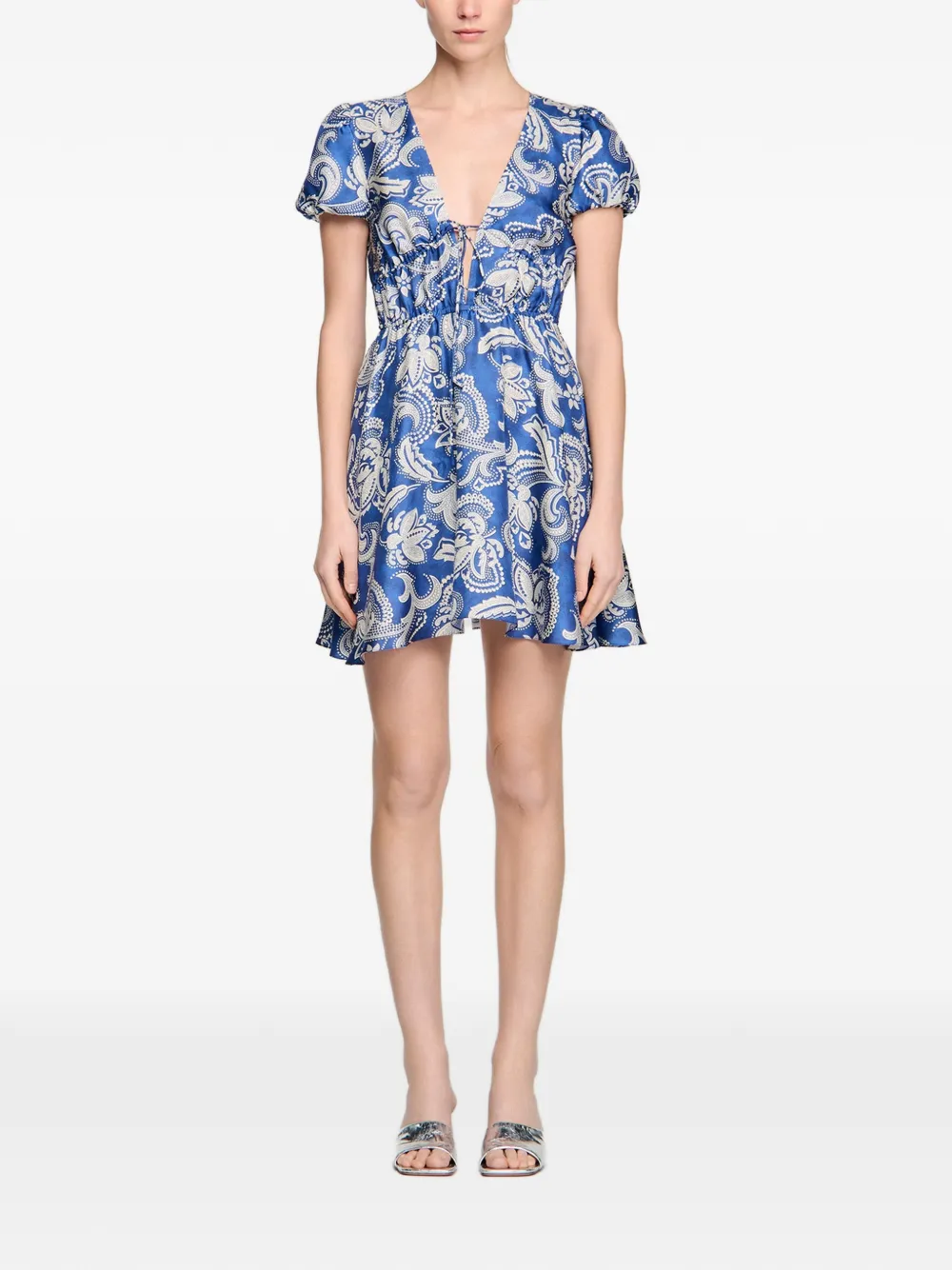 SANDRO Jurk met bloemenprint Blauw