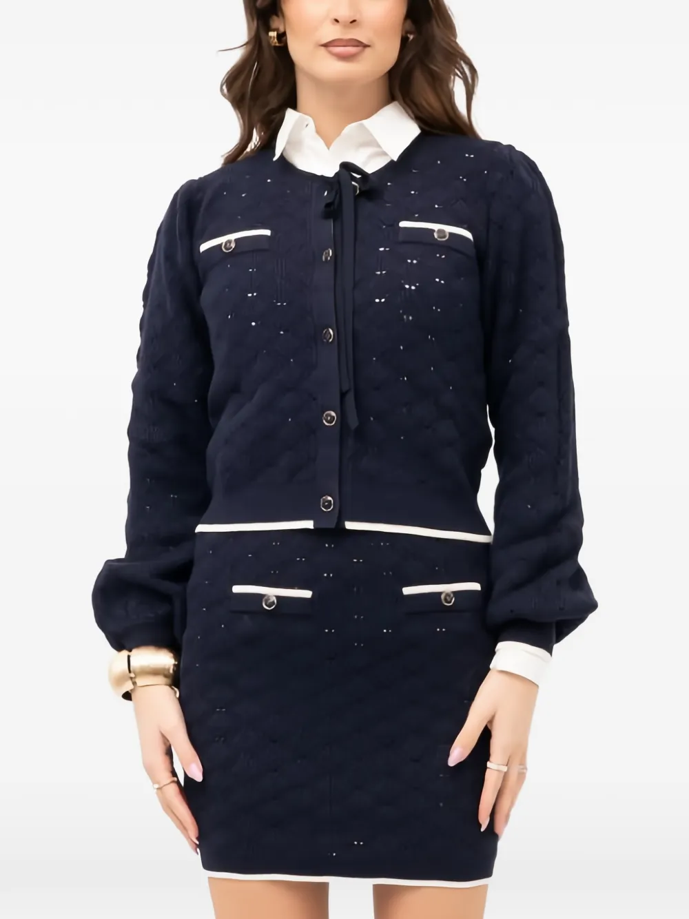  Twinset Bow Embellished Cardigan - Blue 