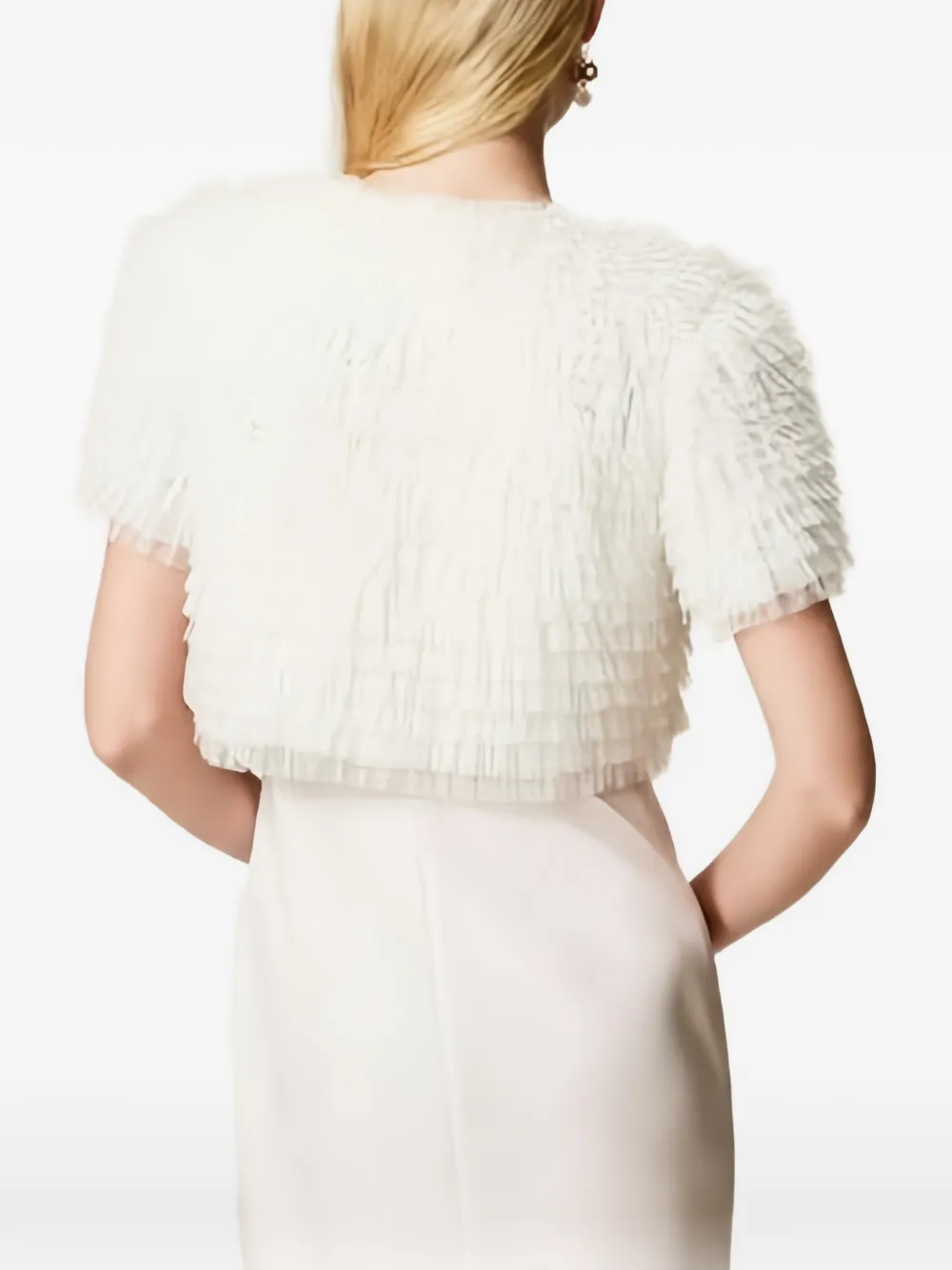  Twinset Ruffled Short-sleeve Jacket - White 