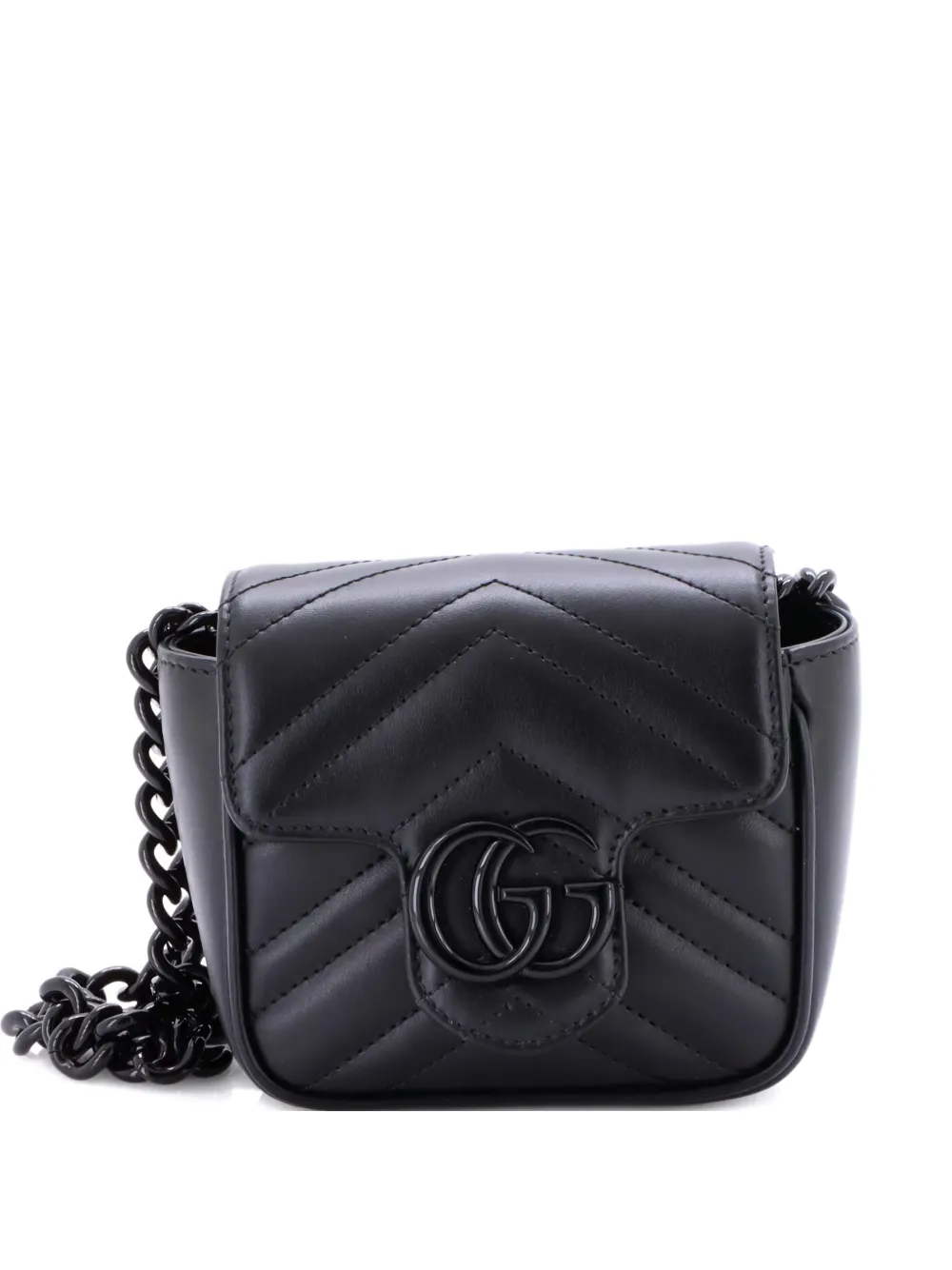Gucci Pre-Owned GG Marmont Flap Matelasse Leather Mini belt bag - Nero