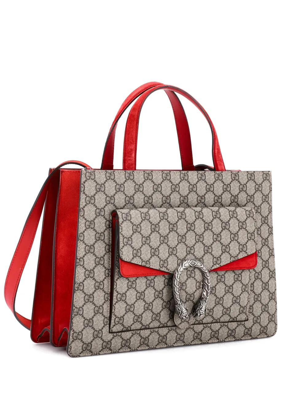 Pre-owned Gucci Dionysus Convertible Gg Coated Canvas Medium Tote Bag In Brown