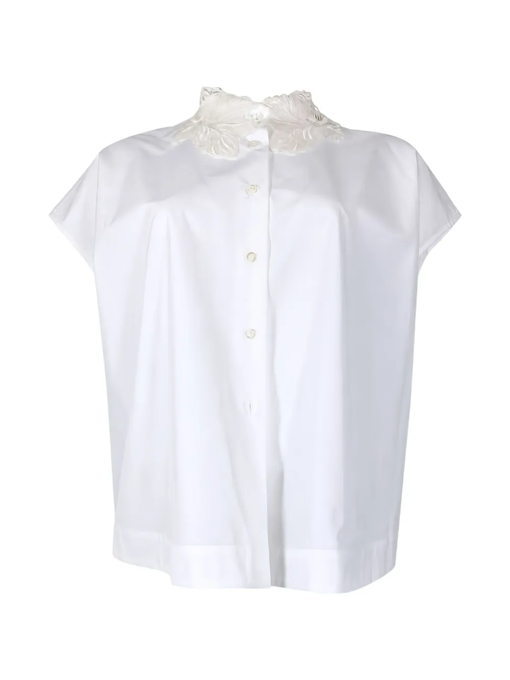 Fabiana Filippi lace-collar short-sleeve shirt - Bianco