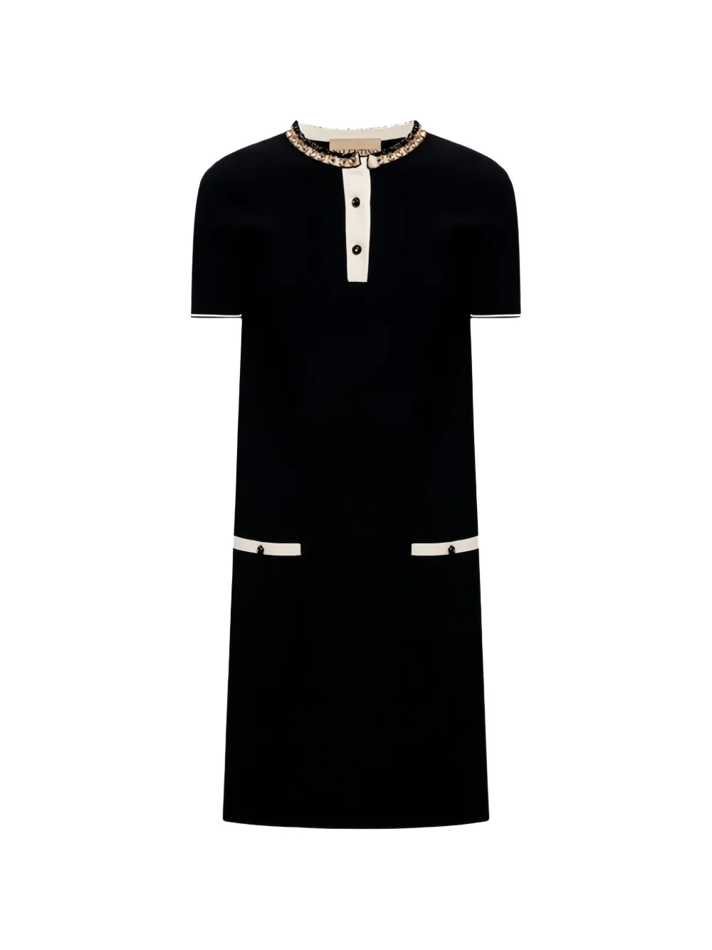 Valentino Garavani button collar midi dress - Schwarz