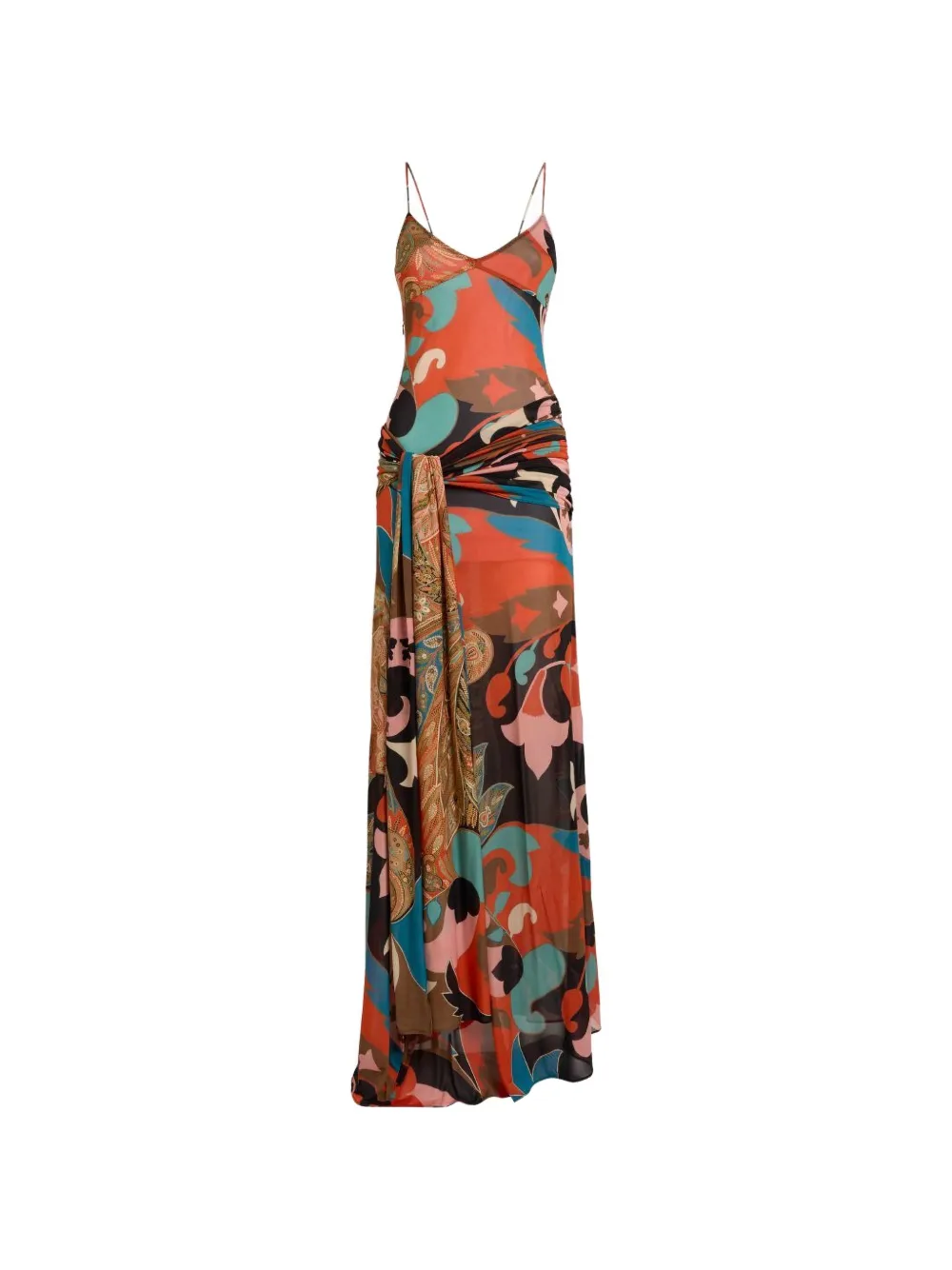 ETRO paisley-print gathered maxi dress - Arancione