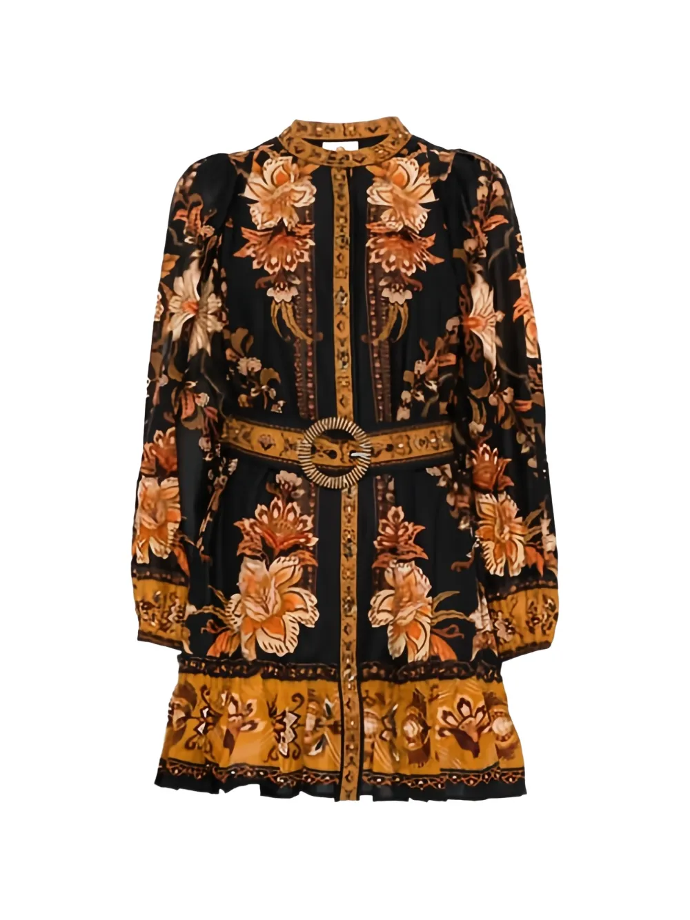 FARM Rio floral-pattern belted mini dress - Nero