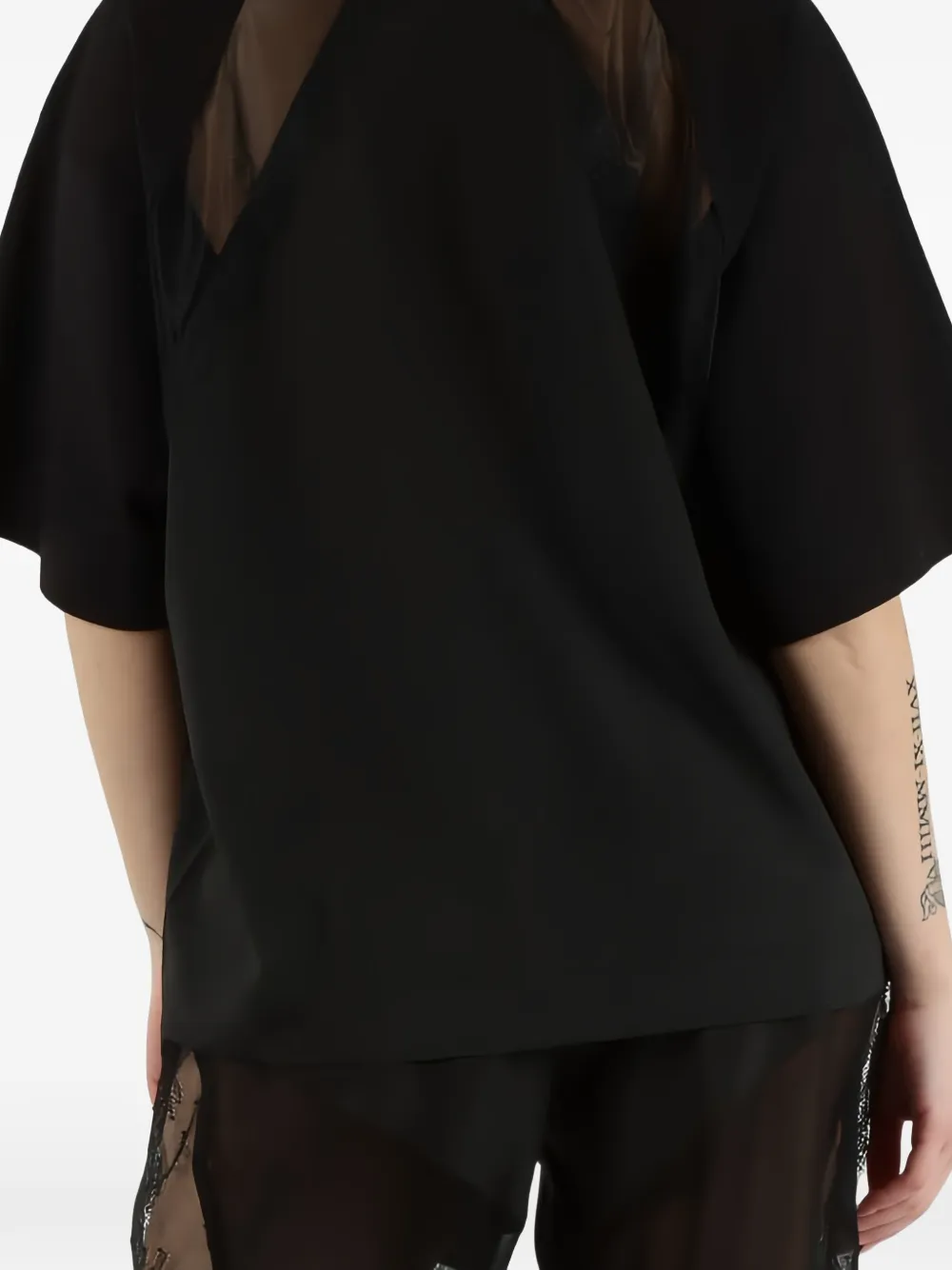  Pinko Mesh-panel T-shirt - Black 