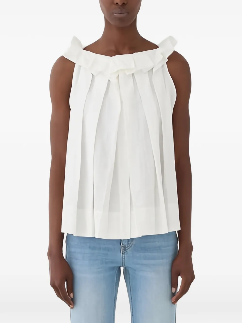  Eleh Ruffled Pleated Top - White 