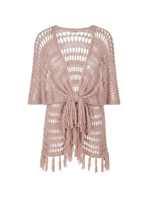 TWINSET fringe-detail open-knit poncho