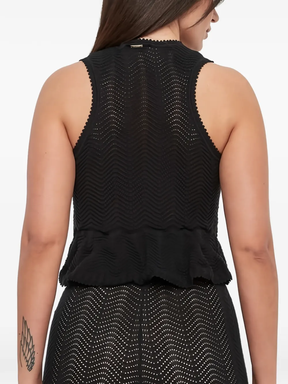 TWINSET zigzag-knit peplum tank top - Nero