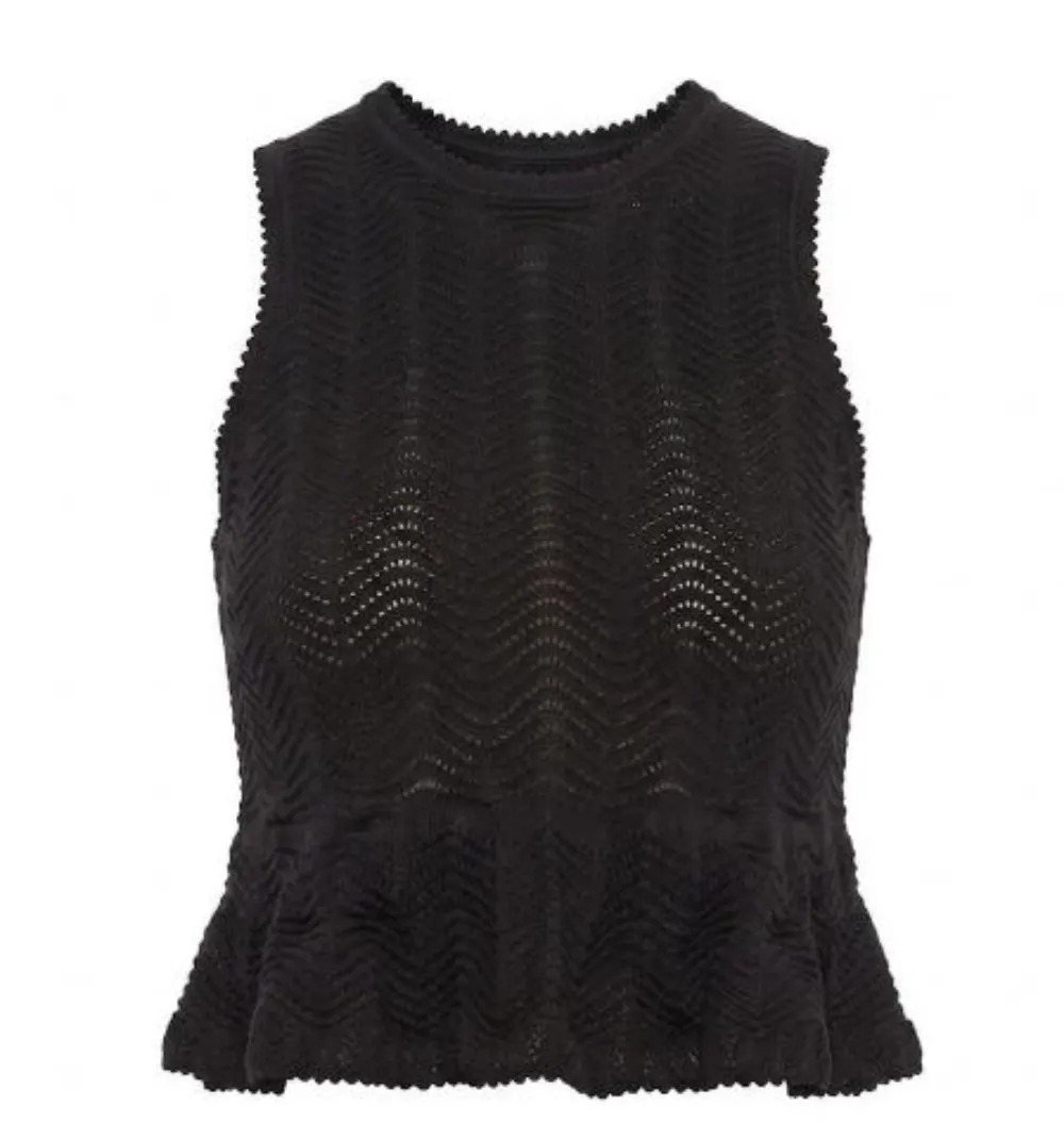 TWINSET zigzag-knit peplum tank top - Nero