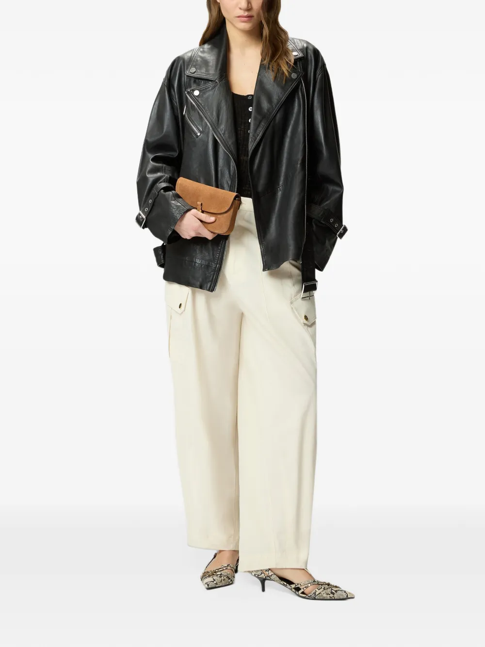 PINKO Flowing katoenen broek Beige