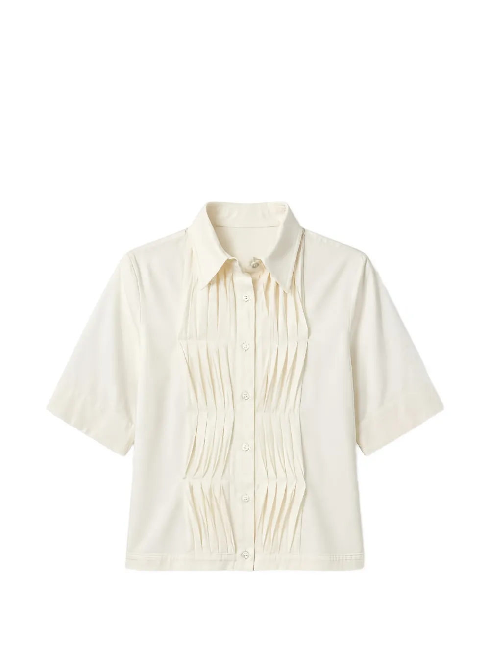 Seventy Pleated Short-sleeve Blouse In Neutral