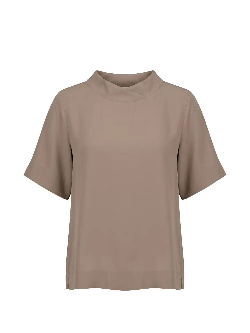 Seventy crossover-neck short-sleeve blouse - Marrone