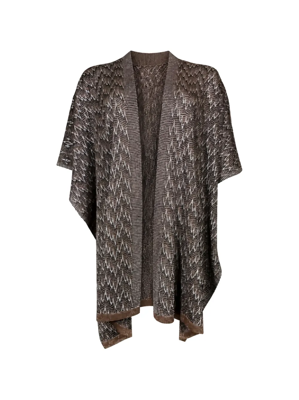 D.Exterior zigzag-knit open-front jacket - Brown