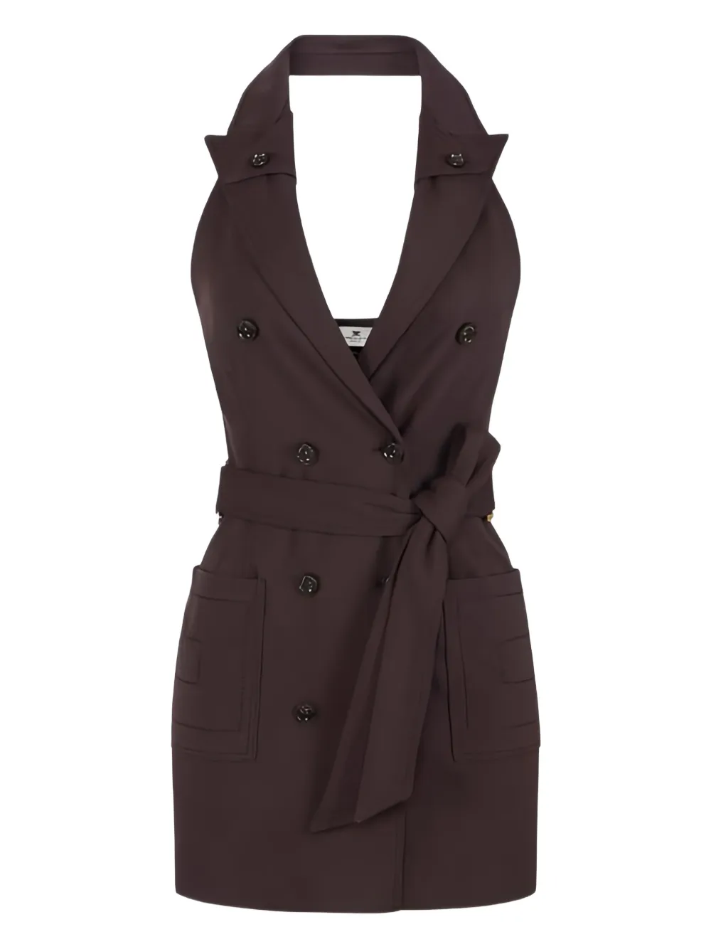 Elisabetta Franchi halterneck belted mini dress - Marrone