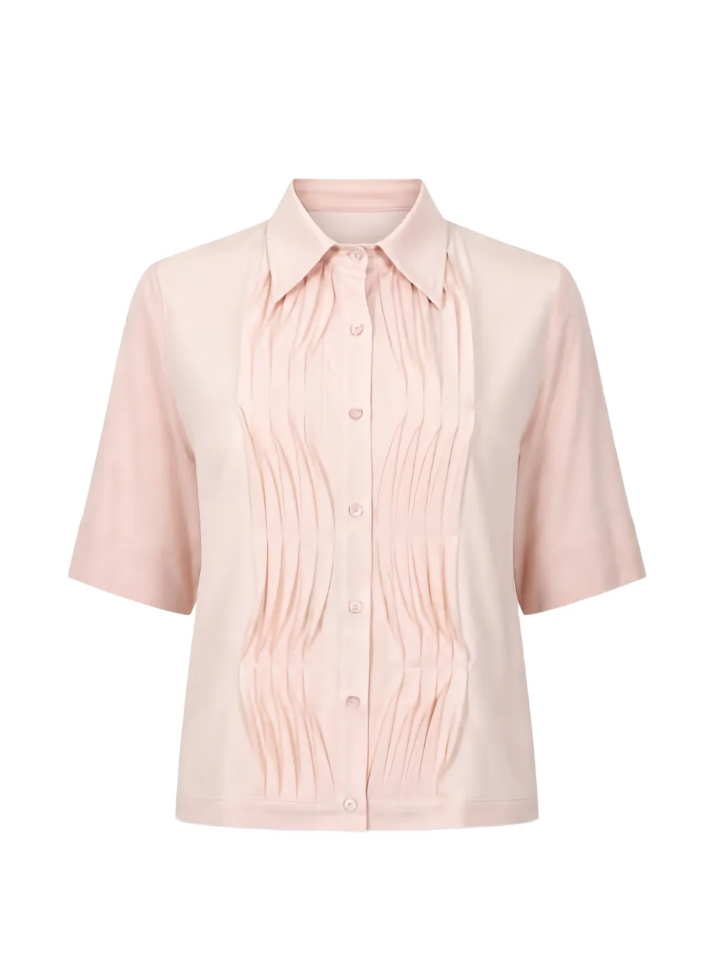 Seventy pintuck-pleated short-sleeved shirt - Rosa