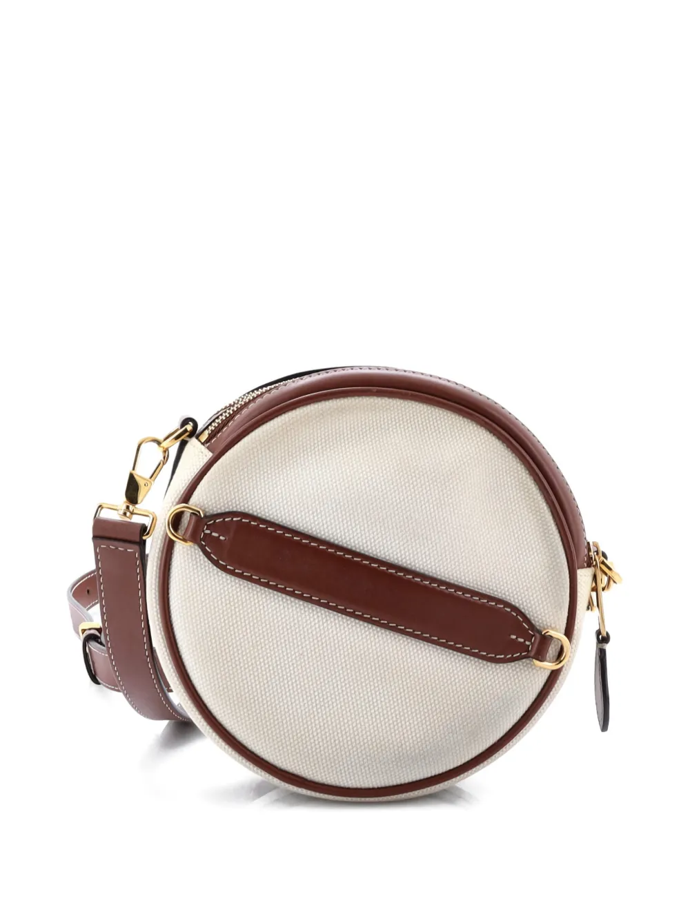 Pre-owned Burberry Louise Round Bag Canvas With Leather Belt Bag In Brown