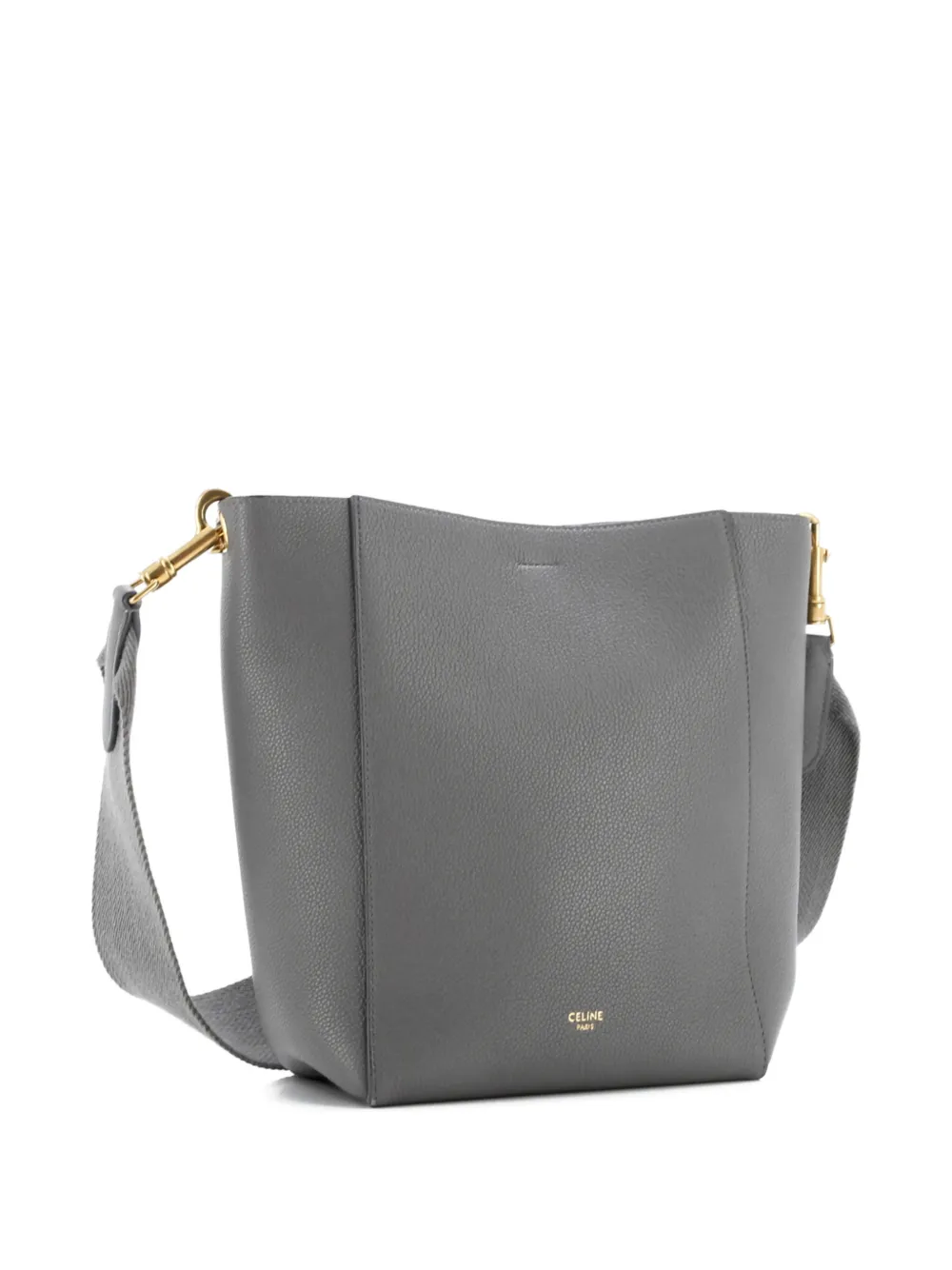 Pre-owned Celine Sangle Seau Bag Calfskin Small Shoulder Bag In Gray
