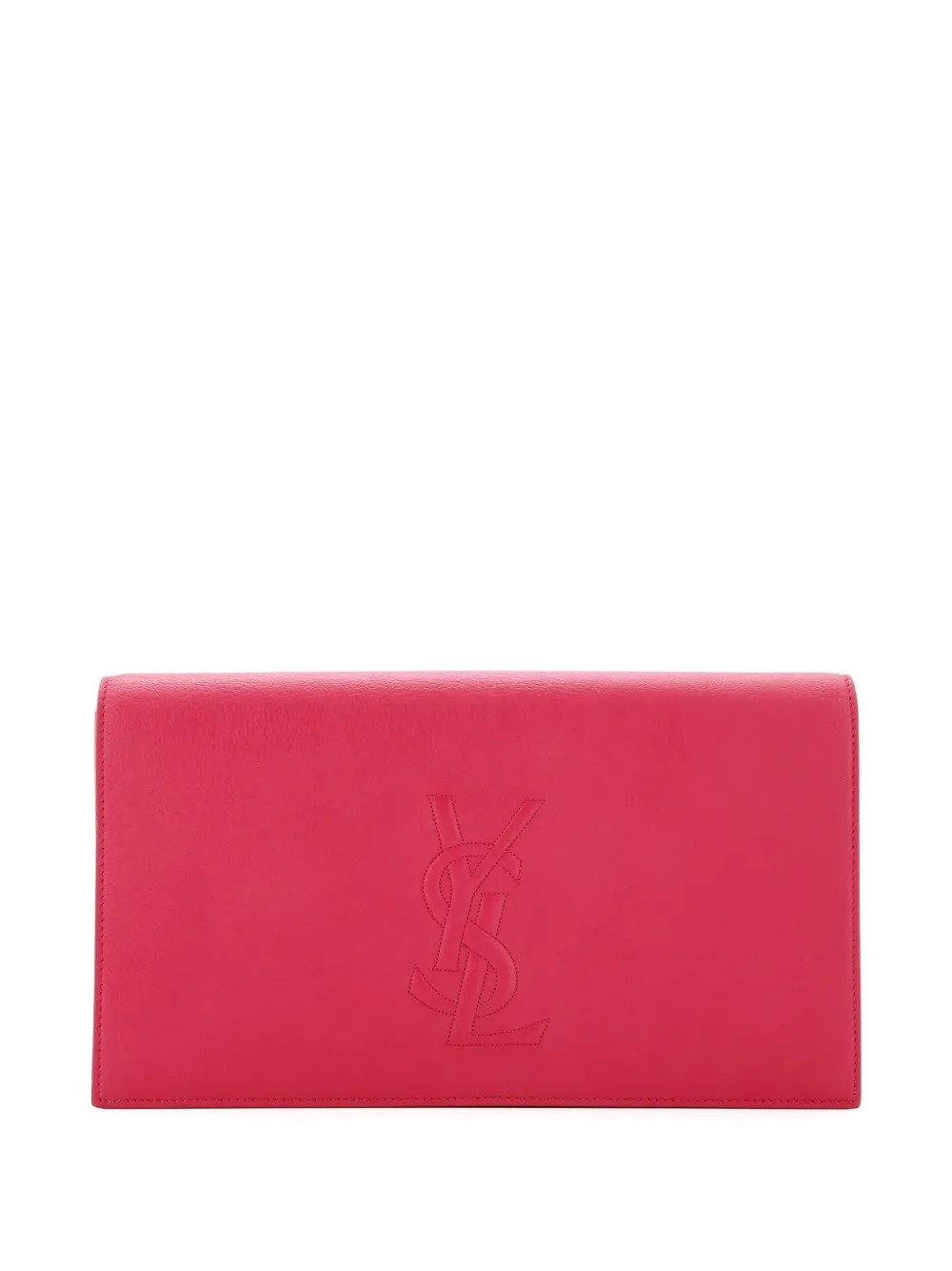 Pre-owned Saint Laurent Belle De Jour Leather Large Clutch Bag In Pink
