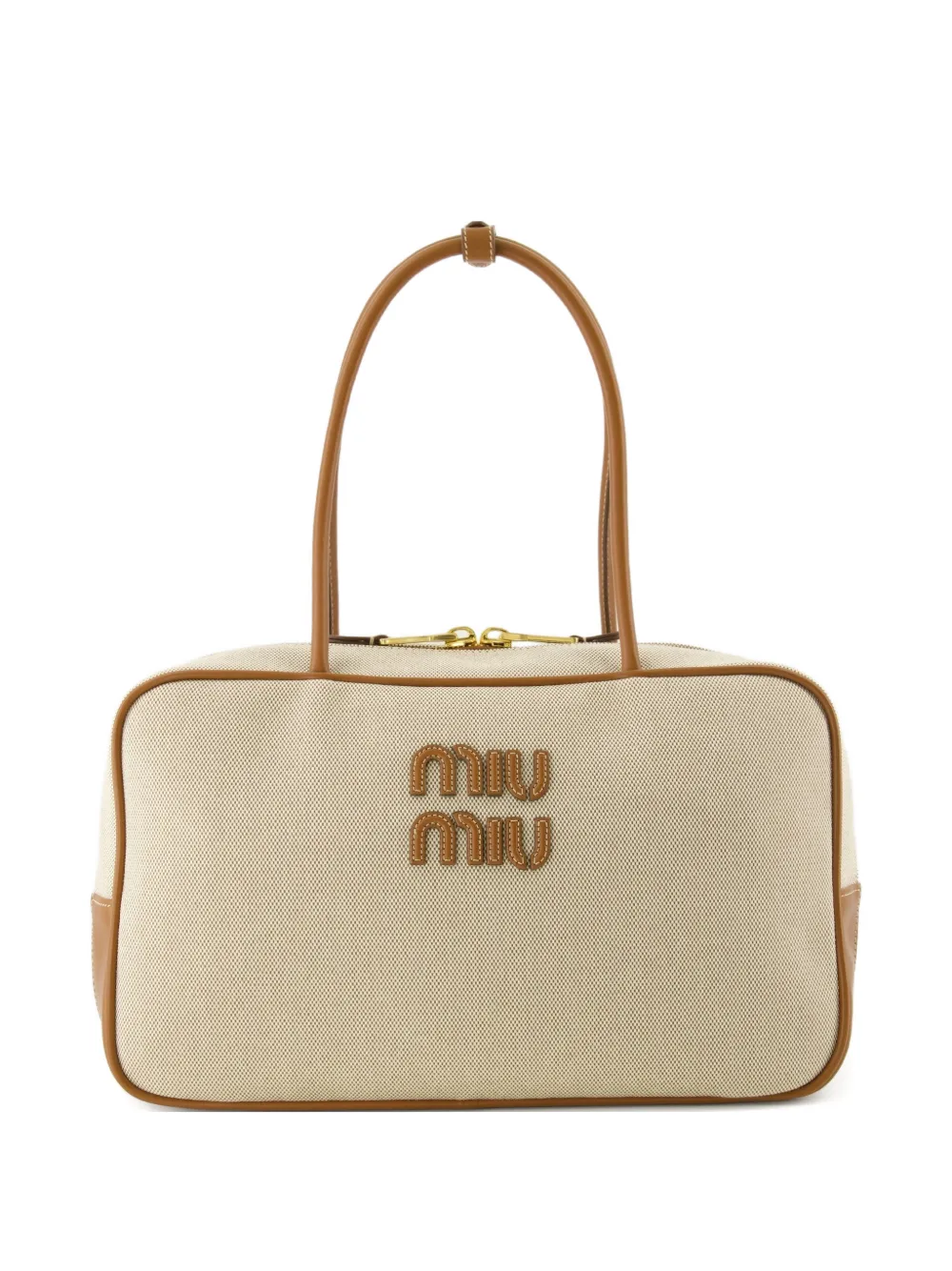 Miu Miu Borsa tote con logo ricamato - Toni neutri