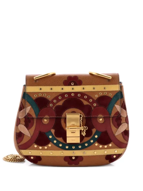 Chloé Pre-Owned Drew Patchwork Studded Leather with Suede Small crossbody bag