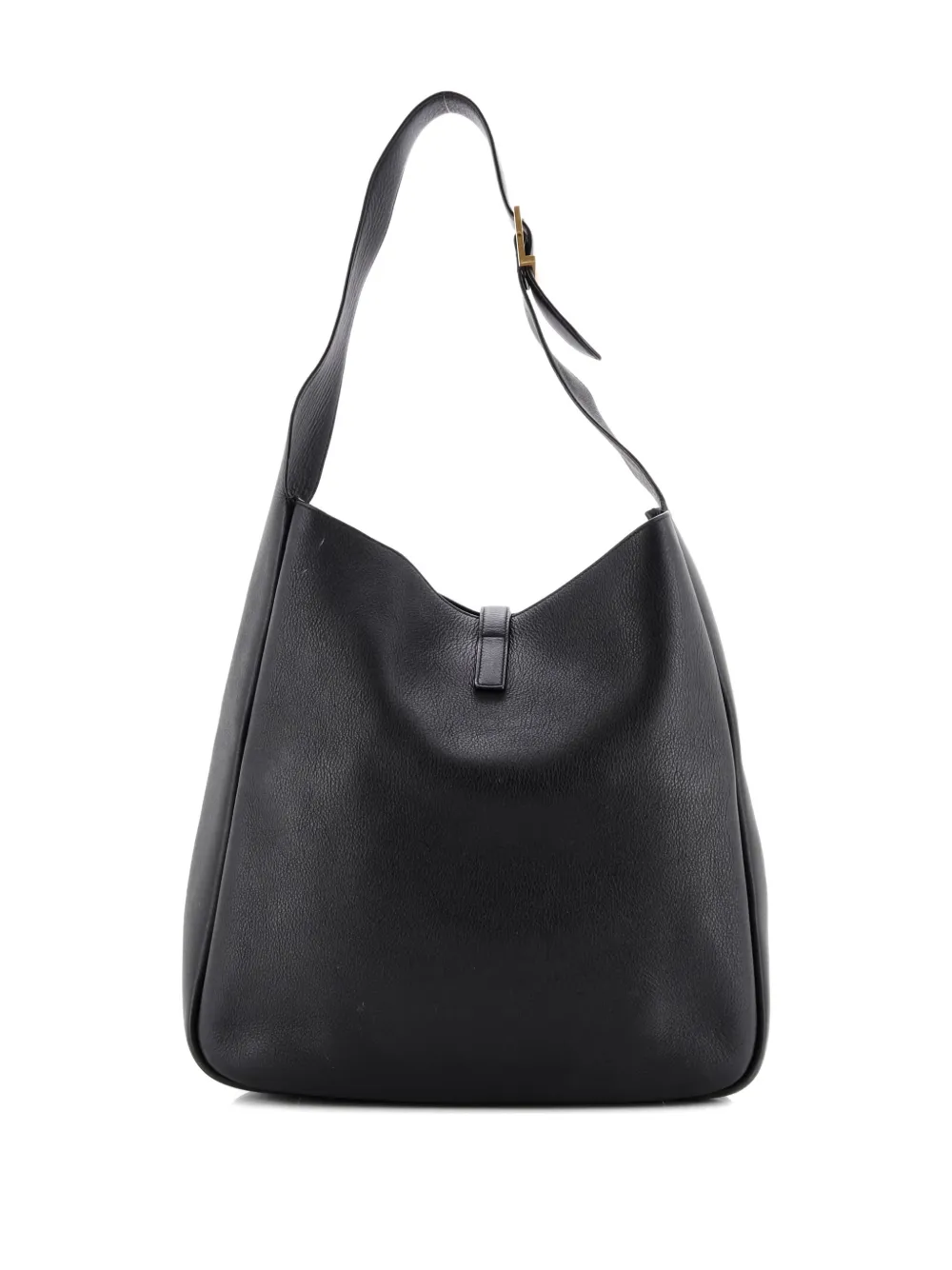 Pre-owned Saint Laurent Le 5 A 7 Supple Leather Large Hobo Bag In Black