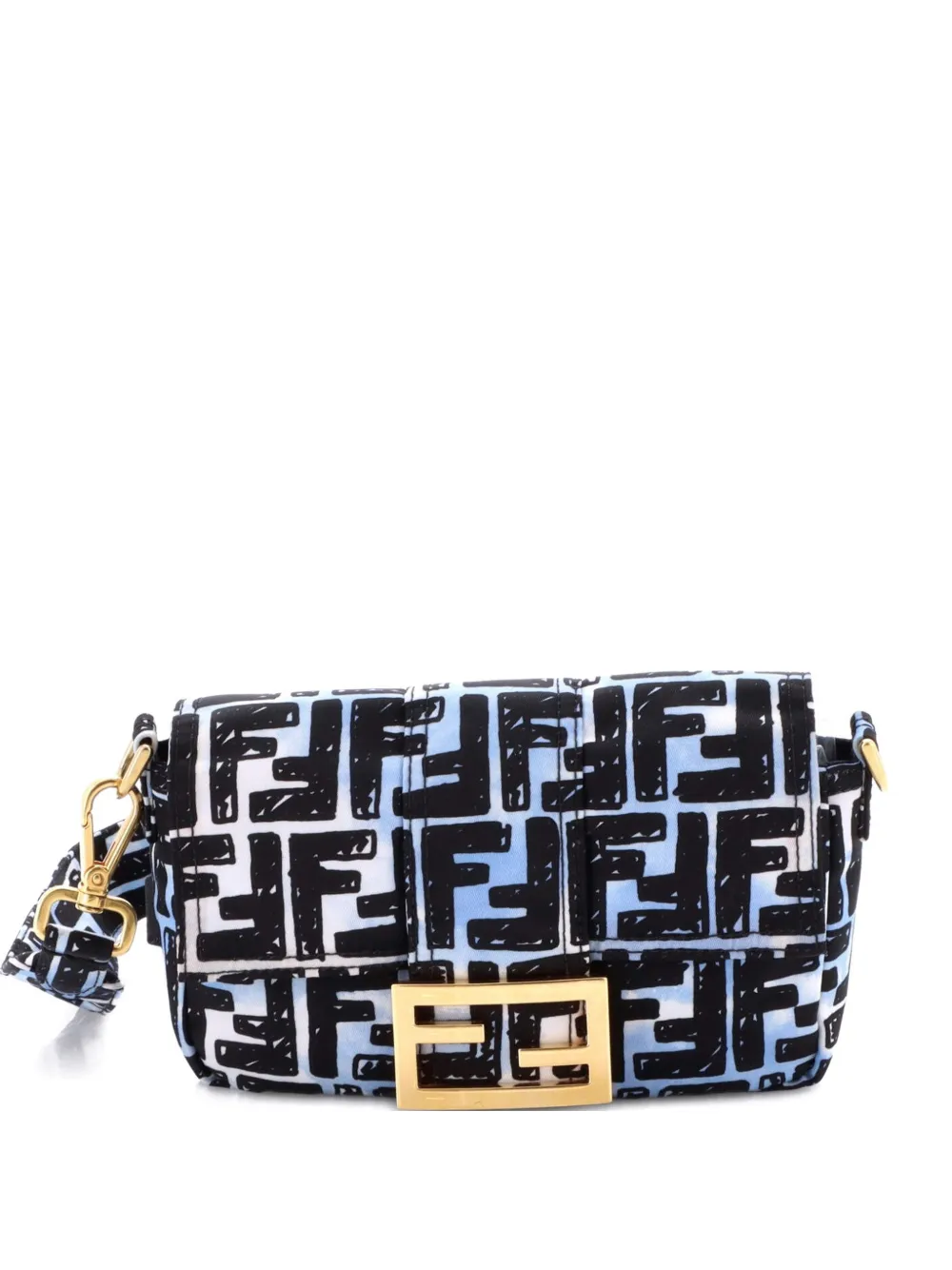 Fendi Pre-Owned Baguette Convertible Printed Nylon Mini belt bag - Blu