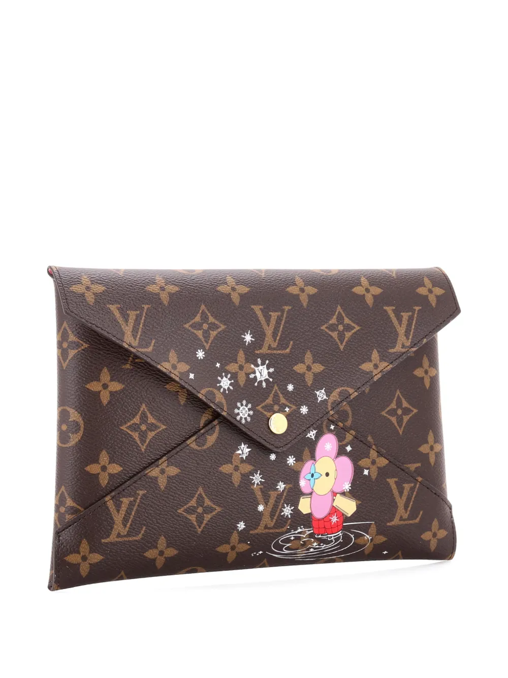 Pre-owned Louis Vuitton Kirigami Pochette Set Limited Edition Vivienne Xmas Monogram Canvas Clutch Bag In Brown