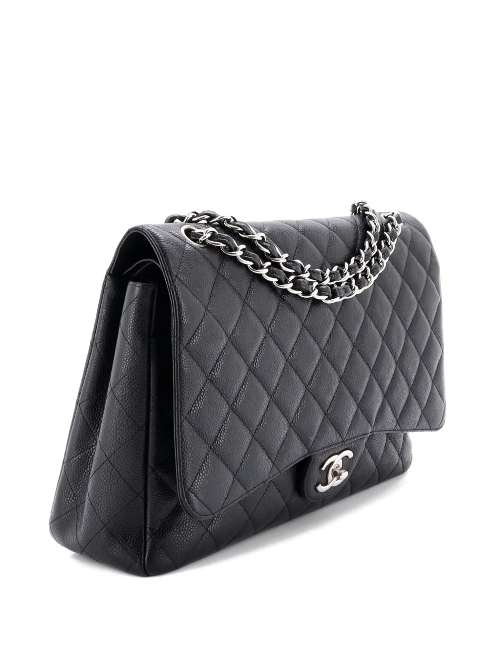 CHANEL Pre-Owned Classic Double Flap Bag Quilted Caviar Maxi shoulder bag - Nero