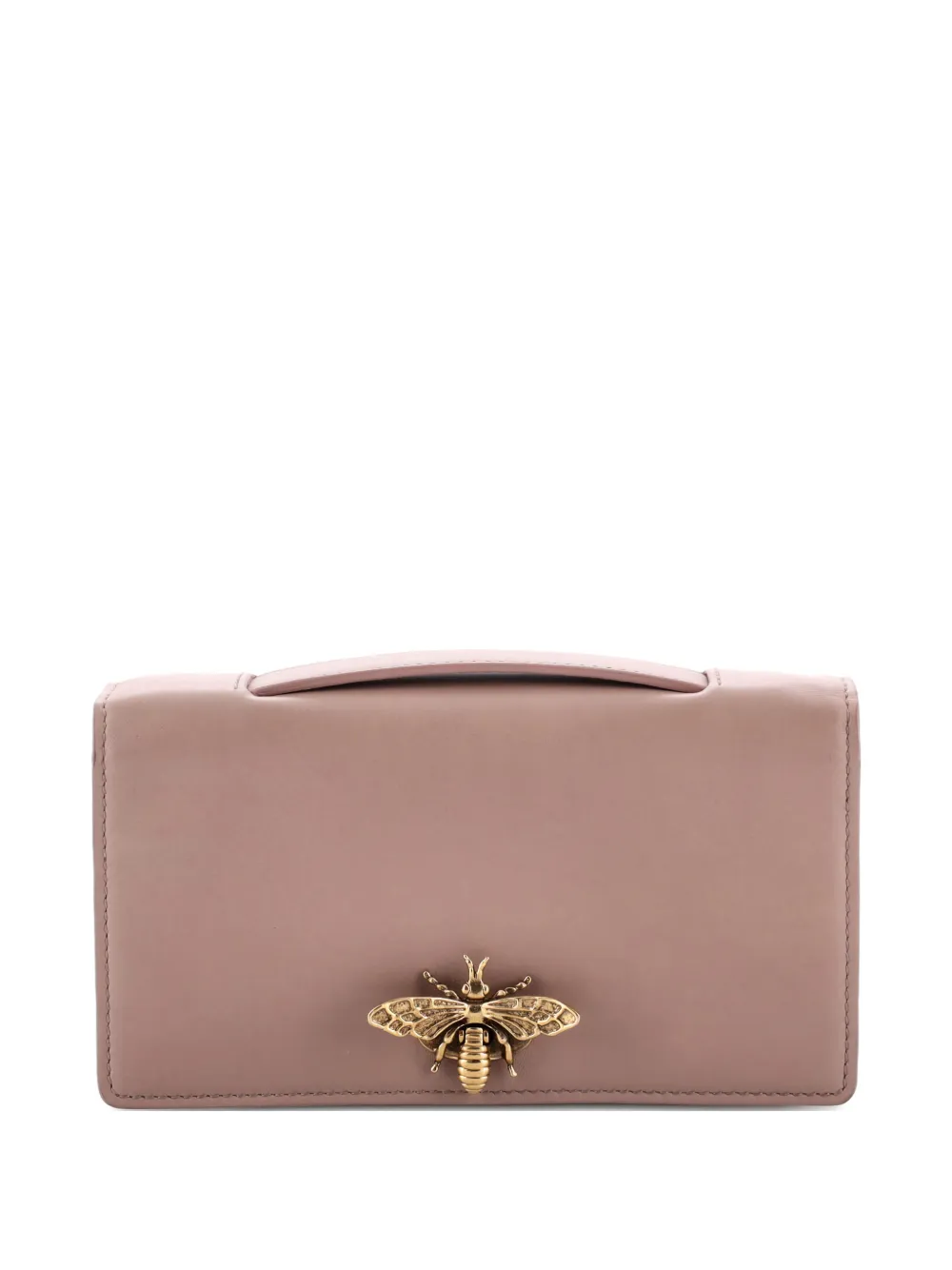 Pre-owned Dior Bee Leather Clutch Bag In Neutral