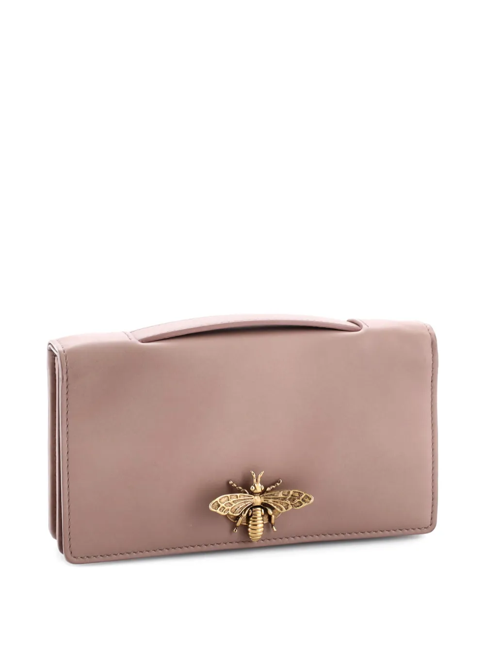 Pre-owned Dior Bee Leather Clutch Bag In Neutral