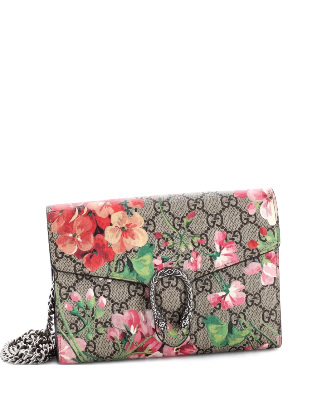 Gucci Pre-Owned Dionysus Chain Wallet Blooms Print GG Coated Canvas Small crossbody bag - Marrone