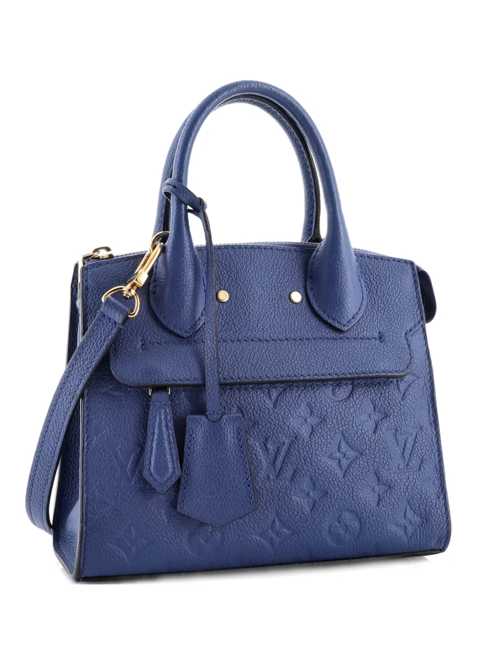 Pre-owned Louis Vuitton Pont Neuf Handbag Monogram Empreinte Leather Mini Satchel In Blue