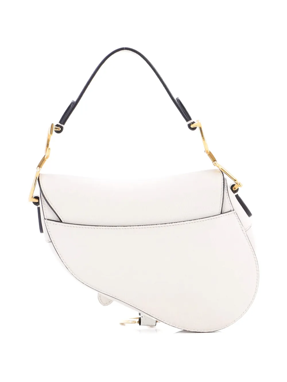 Pre-owned Dior Saddle Handbag Leather Mini Shoulder Bag In White