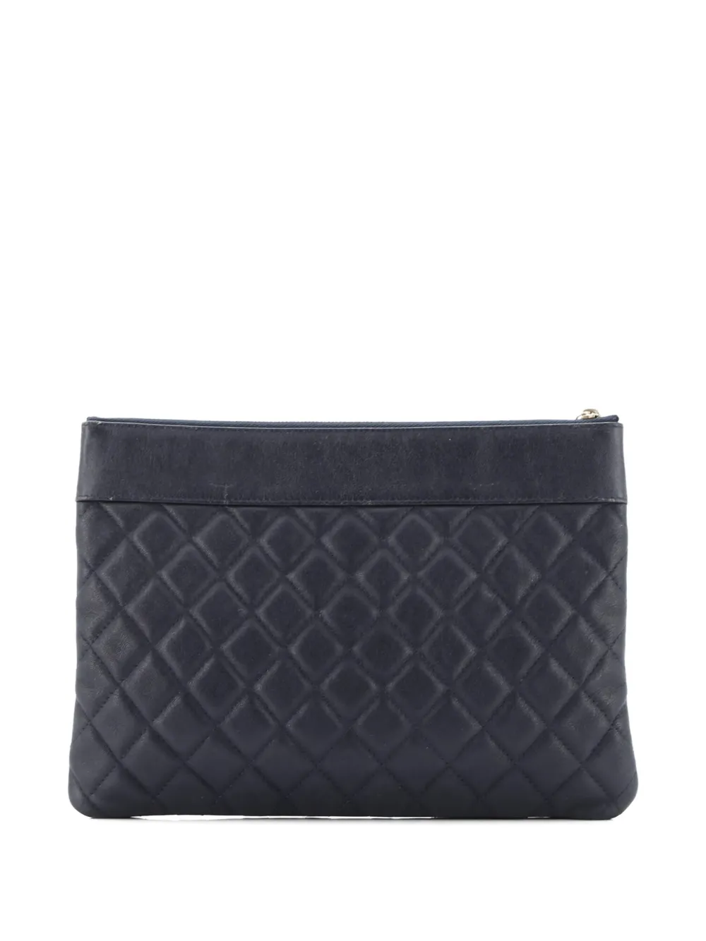 CHANEL Pre-owned Mademoiselle O Case Quilted Sheepskin Medium Clutch Bag In Blue