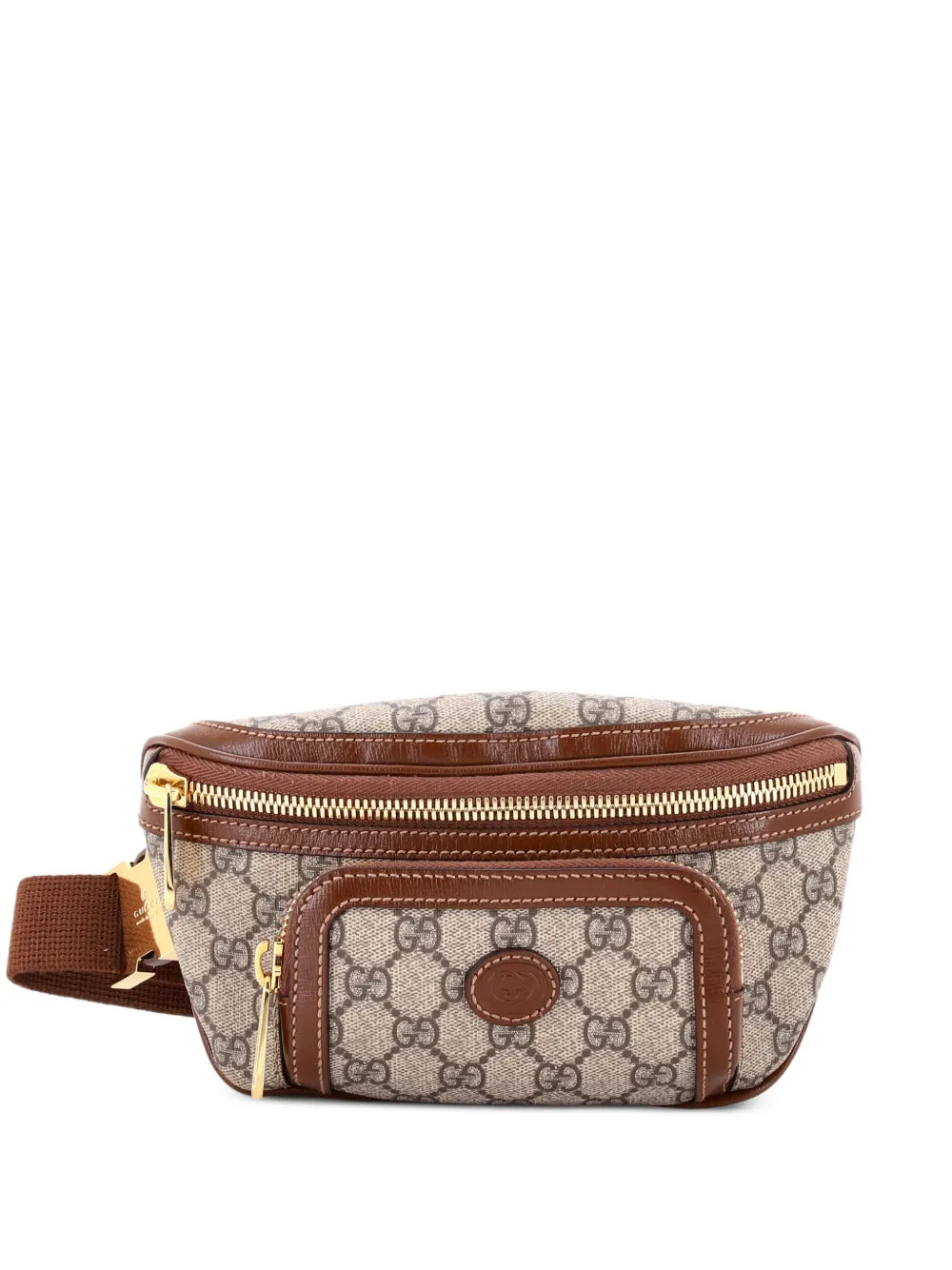 Gucci Pre-Owned Interlocking G Patch GG Coated Canvas Large belt bag - Marrone