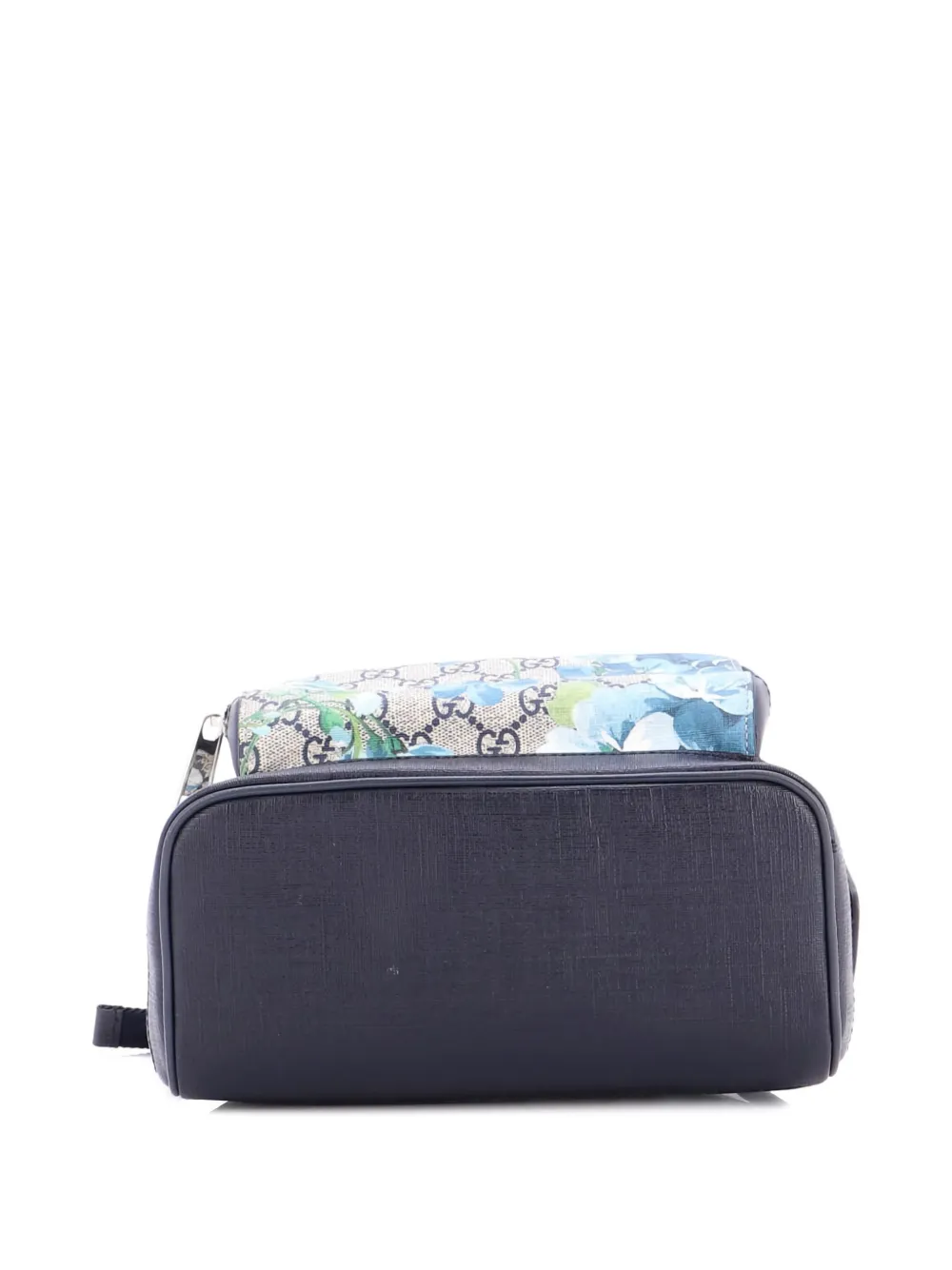 Pre-owned Gucci Zip Pocket Blooms Print Gg Coated Canvas Small Backpack In Blue